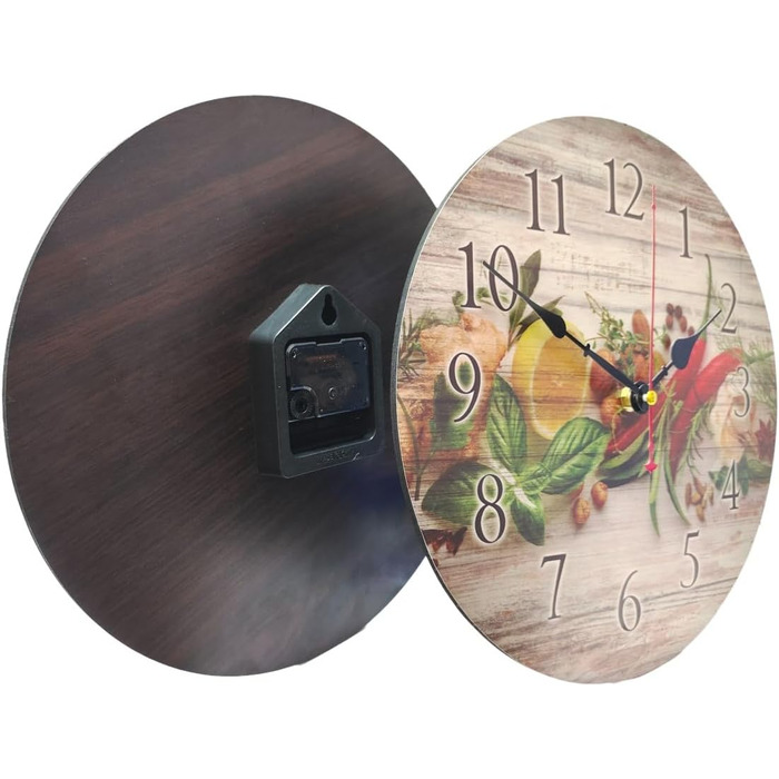 YOAI Wall Clock Kitchen Clock Antique Nostalgia Rustic Country Quartz Silent (No Ticking) Kitchen Clock 30CM / 12 inches (Spices with Chili)