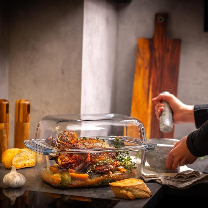 Форма для запікання KADAX 7л зі склокераміки - прямокутна, для лазаньї, овочевих запіканок, м'ясних страв, жароміцна, придатна для миття в посудомийній машині, прозора