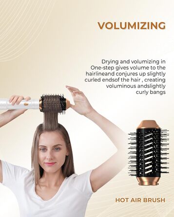 Airstyler 6 в 1: Фен-щітка, Іонний стайлер, Набір для волосся, 1000W, Білий