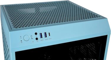 Корпус Thermaltake The Tower 200 Turquoise Mini-ITX з вертикальним розташуванням, загартоване скло, 2x CT140 вентилятори, підтримка AIO 280мм, GPU до 380мм