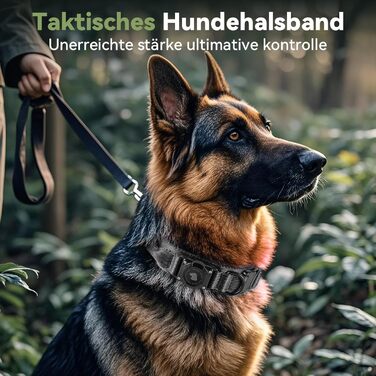 Тактичне об'ємне нашийник для собак з ручкою, водонепроникний Airtag нашийник, товстий регульований нашийник для собак з м'якою підкладкою, металева застібка для середніх та великих собак (L(18'-23')), L(18'-23'), (Чорний, XL(24'-28'))
