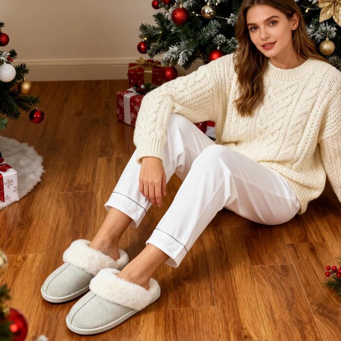 Зимові домашні тапочки для жінок та чоловіків з штучного хутра - теплі, м'які, неслизькі, преміум-якість (40.5/42 EU, Гусячі)