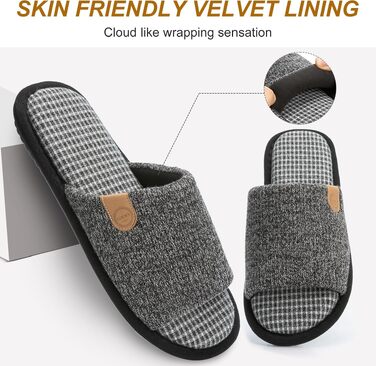 Чоловічі літні капці GOEWY з ефектом пам'яті (Memory Foam), відкриті пальці, протиковзкі домашні та вуличні тапочки, чорні, розмір 42/43 EU