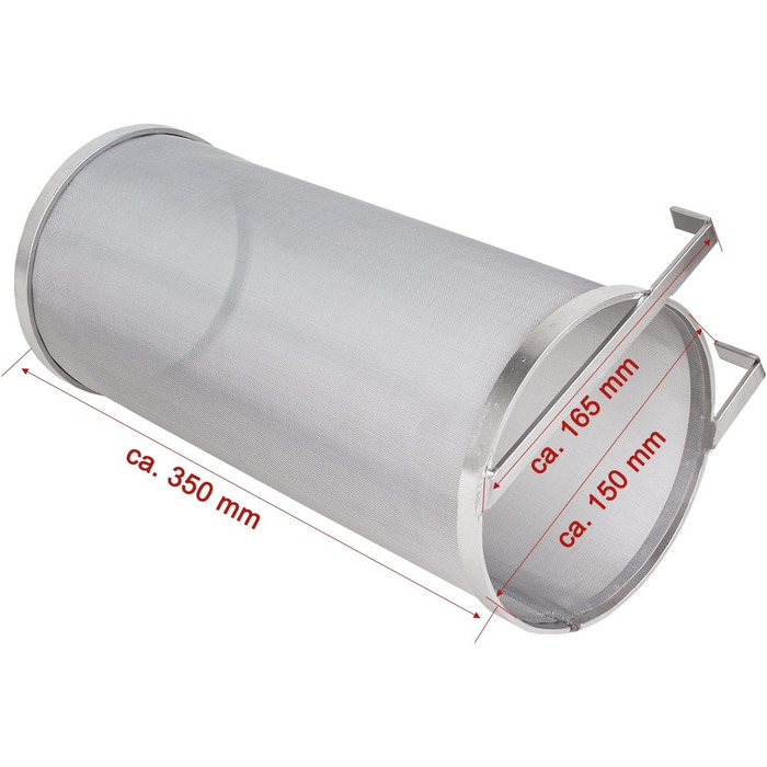 Beeketal 'BBF-1' Beer Hop Filter Fine Mesh Strainer made of stainless steel with a very fine 300 micron mesh (approx. 350 x 150 x 150 mm), beer filter e.g. for clarifying mash residues, with a bracket for hanging.