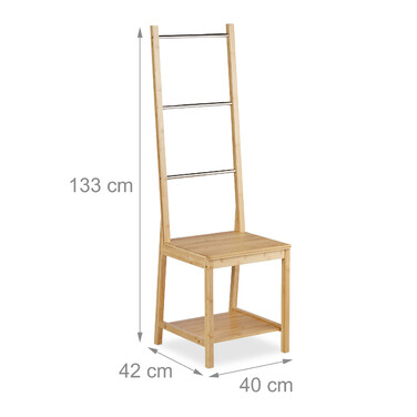 Relaxdays Butler Stool Bamboo & Stainless Steel