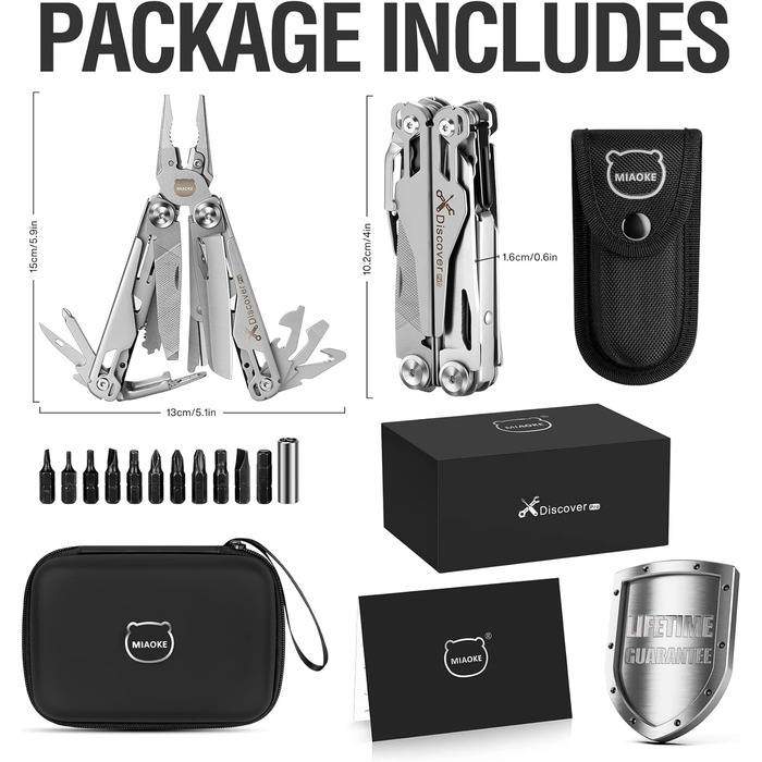 MIAOKE Multitool 23 in 1 with Premium Gift Box, including Screwdrivers, Saw, Bottle Opener, Pliers, Camping Knife. Cool Gadgets for Men, Best Gift for Boyfriend, Son, Dad, Him, Husband.