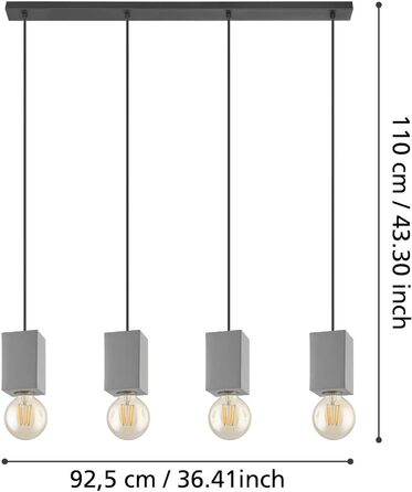 Настільна лампа EGLO Prestwick: вінтажний дизайн, індустріальний стиль, бетонна основа сірого кольору, вимикач, патрон E27