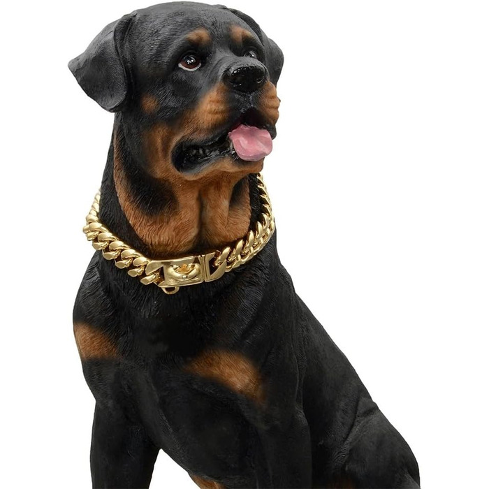 Нашийник для собак Кубинський стиль, нержавіюча сталь, ширина 14 мм, ланцюжок, довжина 26/31/36/41/46/51/56/61 см, золотий, для цуценят, собак маленьких та середніх порід