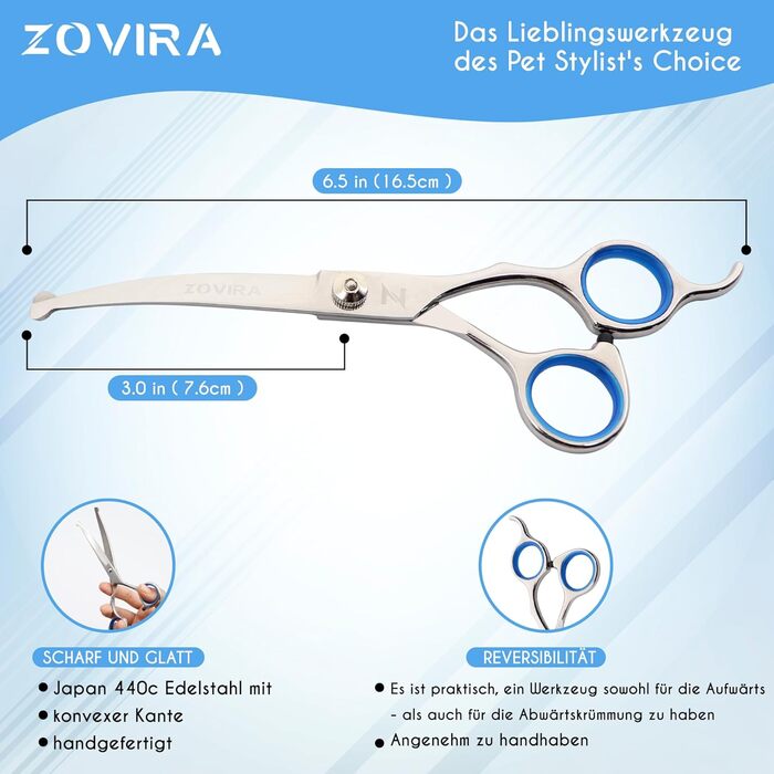 Набір для грумінгу собак та котів: професійні ножиці для стрижки та підстригання шерсті з шкіряною сумкою, нержавіюча сталь