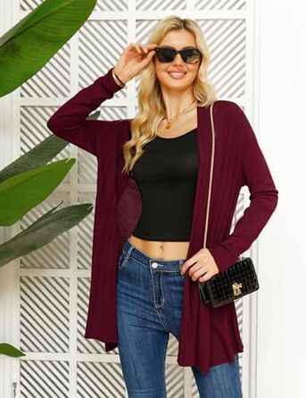Жіноча кофта-кардиган iClosam з довгим рукавом, легка літня куртка, вільний крій (XXL, A-winerot)