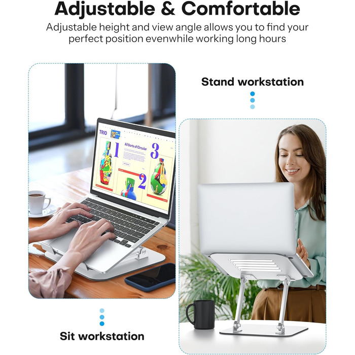 Підставка для ноутбука OMOTON LA11, регульована висота, складна, з вентиляцією, для MacBook Air Pro та ноутбуків 10-17.2