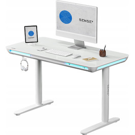 Електричний стіл з регулюванням висоти до 118 см Sense7, скляна стільниця 120x60 см + LED-підсвітка