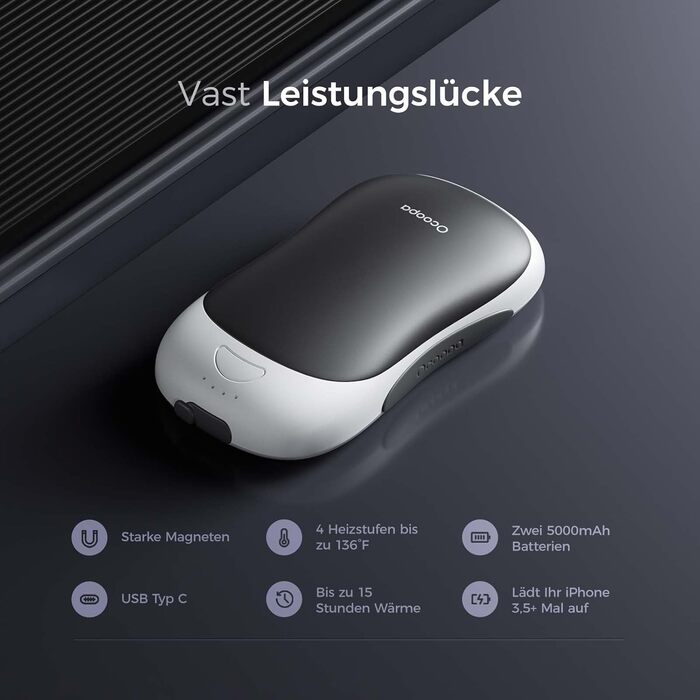 Електричні грілки для рук OCOOPA UT3 PRO (2 шт.), 10000mAh, Powerbank, 4 режими, до 58°C, для чоловіків, ідеально для гольфу, полювання та кемпінгу