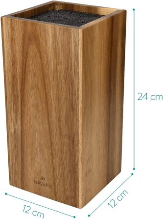 Navaris Acacia Wood Knife Block with Brush Insert - Unloaded Knife Block made of Wood - Universal for Kitchen Knives, Chef's Knives, and Kitchen Utensils