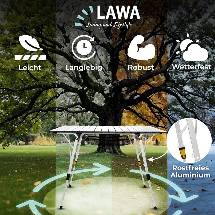 Складаний туристичний столик з регулюванням висоти до 69,5 см, алюміній, для кемпінгу, балкону, 2 особи, легкий, з сумкою