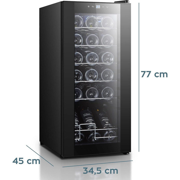 Витримайте вино з комфортом: Витриманий винний холодильник HEINRICHS 50L (18 пляшок) з LED-підсвіткою та сенсорним керуванням