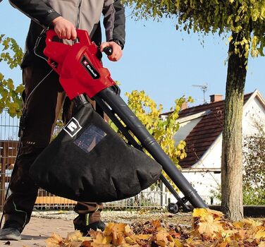 Einhell Electric Leaf Blower GC-EL 3024 E (Suction/Blow Function, Suction Tube Ø 75 mm, Suction Power 650 m³/h, Shredding Function, Shredding Ratio 10:1, Blowing Speed 240 km/h, Collection Bag 40 L)