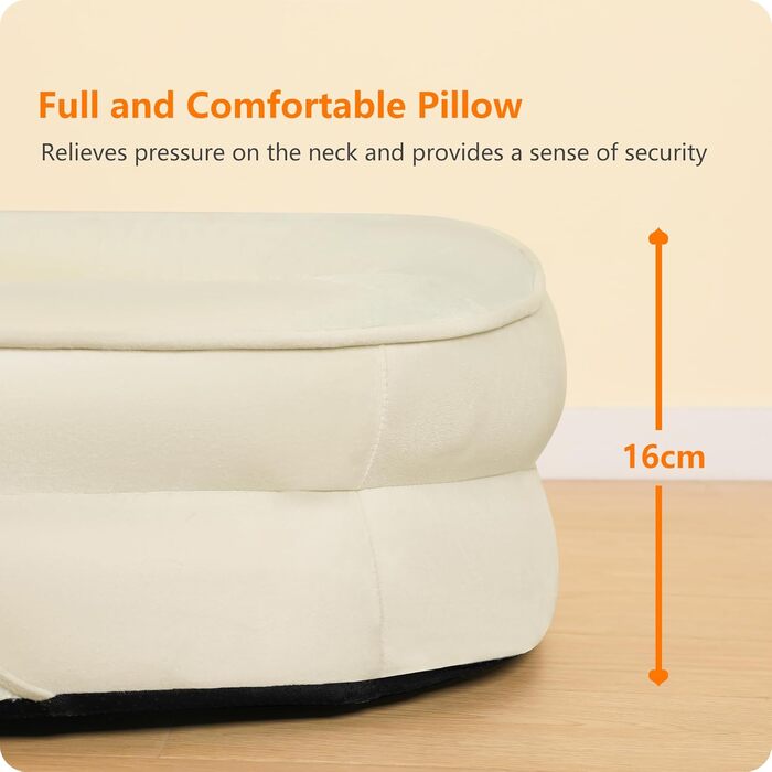 Ортопедичне ліжко для собак, ліжко-софа для собак з валиком для шиї, антиковзаюча підставка, знімне та пральне, для собак середніх та великих порід, 106 x 79 x 17 см, бежеве