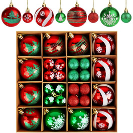 Набір прикрас на ялинку Ilauke, 44 шт. Ялинкові кулі пластикові червоно-білі, 3 та 6 см. Декорації для ялинки, різдвяний декор, вечірка, дім, весілля, Різдво, червоний, білий