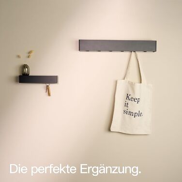 Ключниця настінна Designfabrik Hamburg: сучасний органайзер для ключів з полицею, металевий тримач для ключів у мінімалістичному дизайні для передпокою та коридору, чорний колір