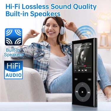 MP3 плеєр з Bluetooth 5.3 та динаміком, 90 ГБ пам'яті, 2.4