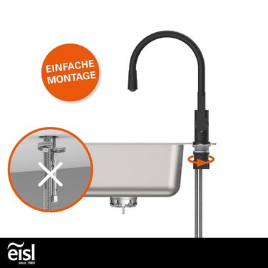 Кран кухонний гнучкий EISL Flexo з нержавіючої сталі/чорний, 360° обертання, Soft-Touch шланг, NI186FLNIB