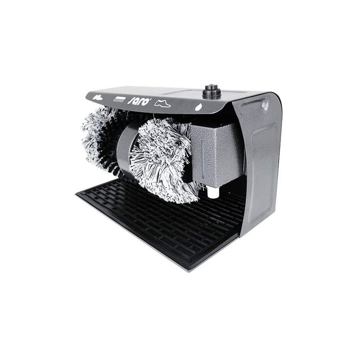 Saro 328-1050 Shoe Polishing Machine Model ESP 006 for automatic cleaning/maintenance of shoes (2 polishing brushes, 1 pre-cleaning brush, shoe cream dispenser, foot pedal operation, easy cleaning) anthracite