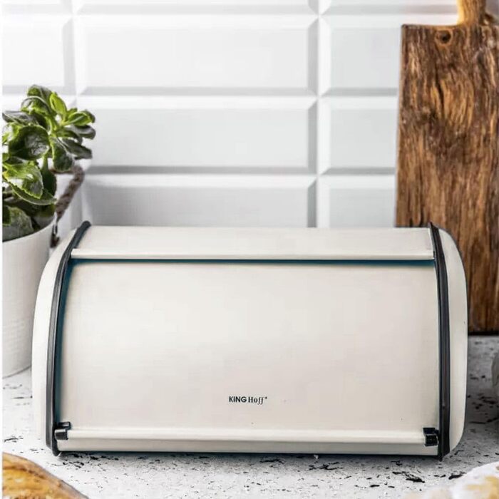 KING HOFF Контейнер для хліба та продуктів, сталевий, чорний (Beige Klein)