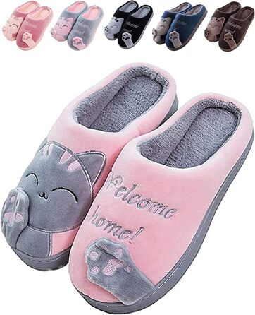 JACKSHIBO Теплі плюшеві тапочки для дому - жіночі та чоловічі, унісекс, 40/41 EU, рожеві