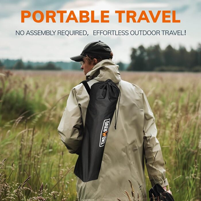 Набір складних кемпінгових стільців OVERMONT (2 шт.) до 135 кг з сумкою для транспортування - для саду, балкону, пляжу, риболовлі, чорний