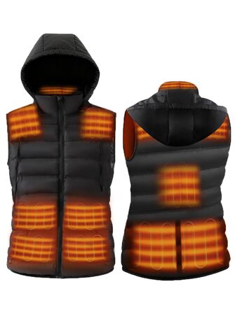 Обогрівальна жилетка Dr.Prepare для чоловіків та жінок, легка електрична жилетка з 3 рівнями нагріву, 10 зон нагріву, інтелектуальне керування кнопками, регульована жилетка для активного відпочинку, подорожей, спорту, чорна