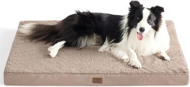 Ортопедичне ліжко для собак BEDSURE великих порід - 112x81x8 см, м'яке, миється, з підкладкою, світло-коричневе