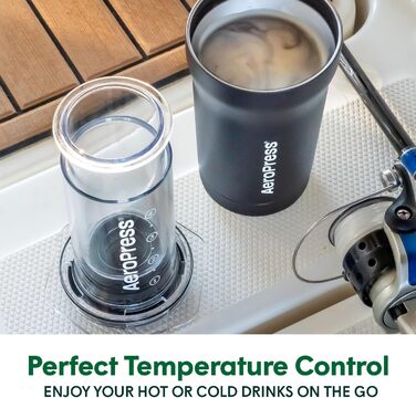AeroPress Go Plus – портативна кавоварка 3-в-1 для подорожей і кемпінгу, французький прес, пуровер, еспресо, насичена кава без гіркоти, чорна