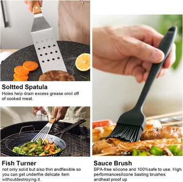 Набір аксесуарів для тепаньякі: 34 шт. з нержавіючої сталі, з кейсом, для газових грилів Blackstone та інших