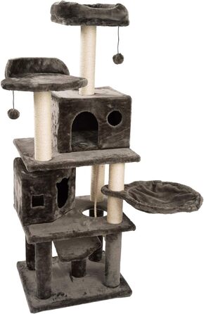 JAMAXX Преміум Дряпка для котів XXL, 165 см, надміцний, 9 товстих стовпів, міцна основа 3 см, супер м'який плюш, PCT6006 темно-сірий (грау-браун)