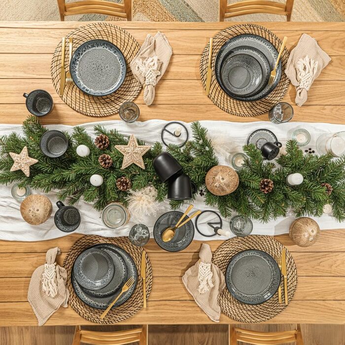 Набір посуду SÄNGER Sydney (18 предметів) | Сервіз на 6 осіб, тарілки, миски, десертні тарілки, темний сірий колір, стійкий до подряпин | VALUE COLLECTION