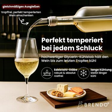Охолоджувач для пляшок та шампанського Brendo Weinkühler з нержавіючої сталі (набір 2 шт.) | Охолоджувач для вина, шампанського, білого вина | Подарунковий набір для чоловіків та жінок
