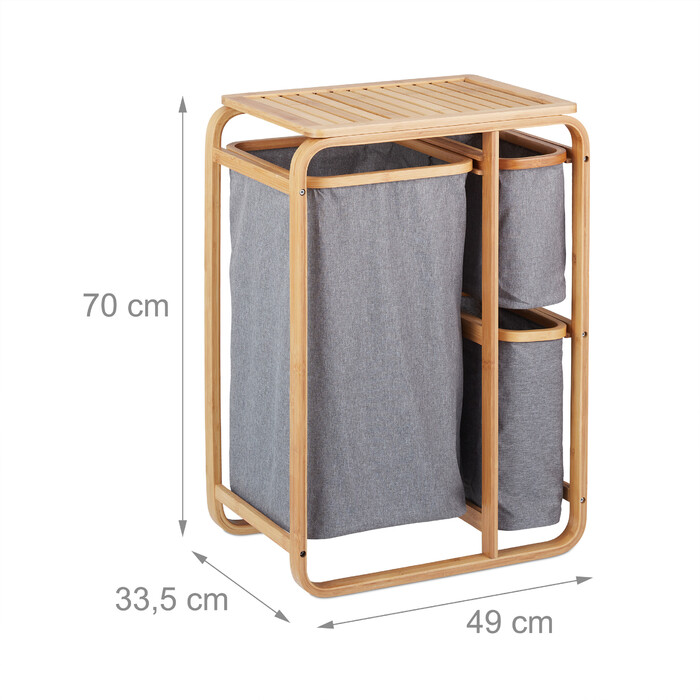 Relaxdays Laundry Basket Shelf Bamboo