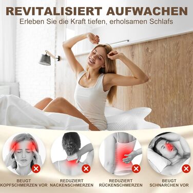 Ортопедична подушка для шиї та плечей, Memory Foam, 66x40x14 см. Підходить для сну на спині, боці та животі. Підтримка шиї.