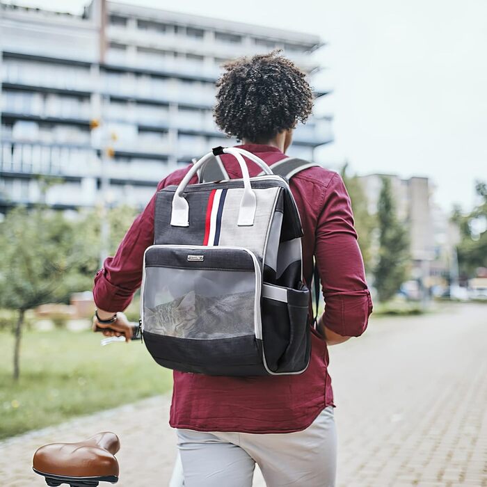 Рюкзак для кота та маленьких собак Galatée, дихаючий, для подорожей, хайкінгу, кемпінгу (темно-сірий)