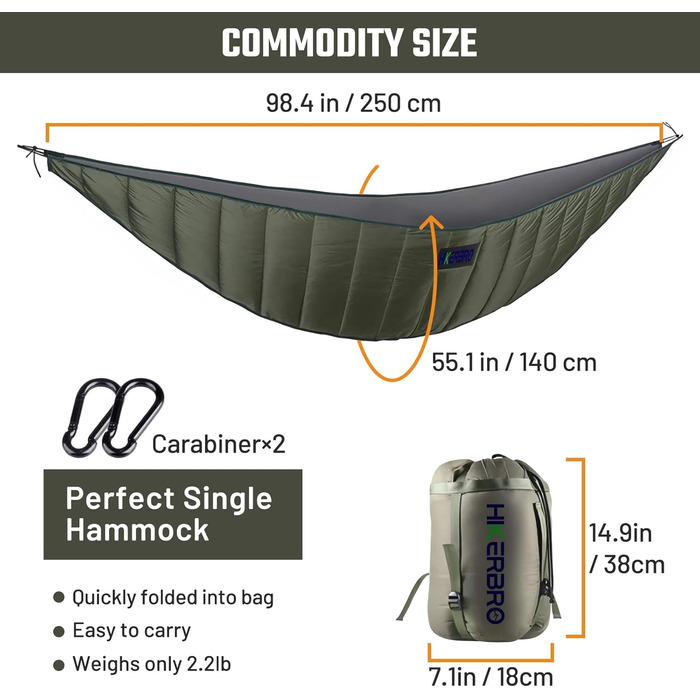 Підковдра для гамака HIKERBRO Ultraleichte (240x130 см) - Подвійна, для кемпінгу та походів