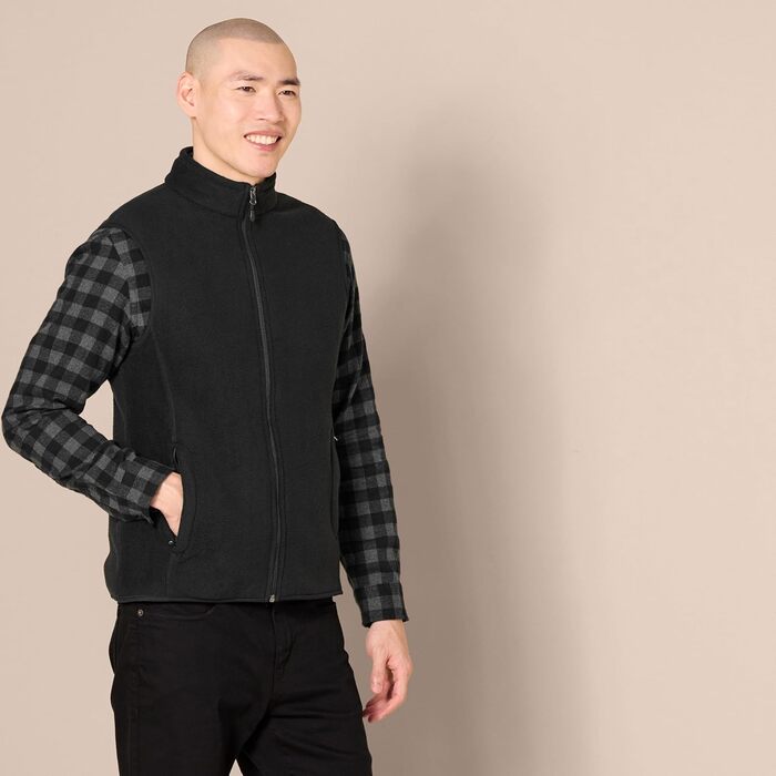 Чоловіча флісова жилетка Aazon Essentials, чорна, розмір S, з блискавкою, перероблений поліестер (доступна у великих розмірах)