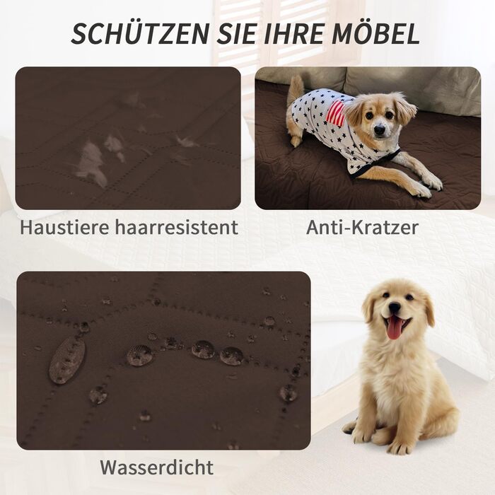Водонепроникний килимок для собак - міцний килимок 173*203 см для вулиці, машинне прання, двосторонній килимок для собак, підходить для собак та котів (шоколад + бежевий, 75x175 см)