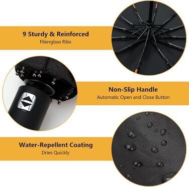 Автоматичний парасолька Romon, стійкий до вітру, компактний, захист від UV, ідеальний для подорожей, високоякісний, з кнопковим відкриванням