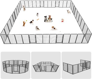 Загін для собак на вулицю: міцний, 101,6 см заввишки, з воротами, 42 панелі. Ідеально для двору та саду.