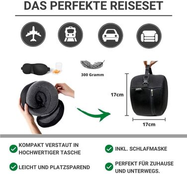 AIRTH® Подушка для шиї з піною Memory Foam 360° з кріпленням на липучці - Ергономічна підтримка шиї з знімним чохлом для максимального комфорту та відпочинку (Світло-сіра)