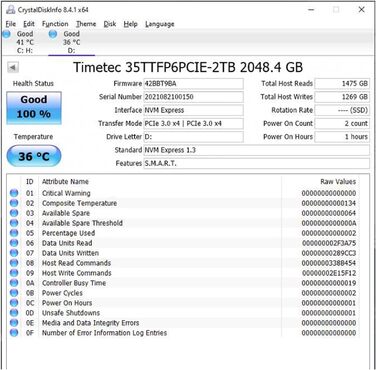 SSD Timetec 2TB NVMe PCIe Gen3x4 з DRAM Cache – Внутрішній SSD для ПК, 3.400/3.000 MB/s