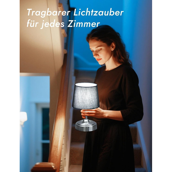 LED-лампа настільна бездротова з акумулятором 4000mAh, тепле світло 2700K, сенсорне керування, з адаптером/кабелем, для спальні, подарунок (золота)