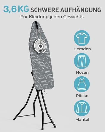 Прасувальна дошка LyriFine 2-в-1 для прасування з парою та звичайного прасування, сіра