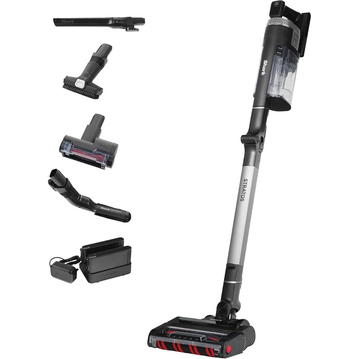 Бездротовий акумуляторний пилосос Shark Stratos, PowerFins Plus, 60 хв роботи, Anti-Hair Wrap, CleanSense IQ, насадки для щілин та багато поверхонь, рожеве золото/антрацит, IZ400EU (насадка Stratos для шерсті тварин та 2 акумулятори)